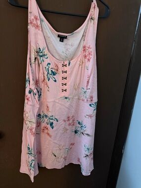 Torrid Pink Floral Tank Dress with Blue Accent Print